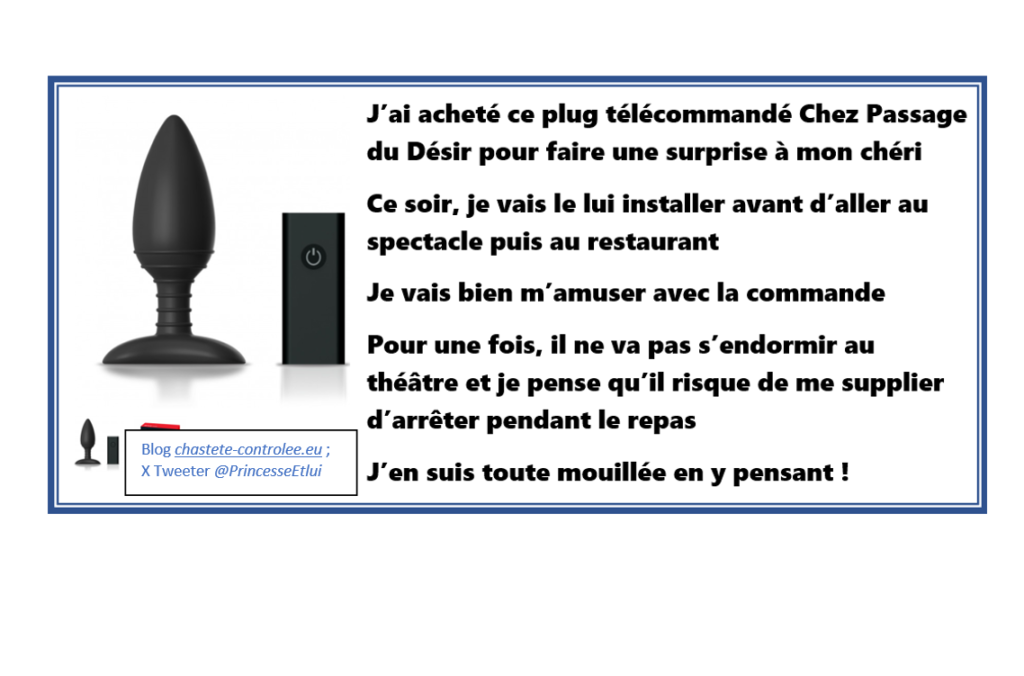 plug télécommandé pour le jeu entre la keyholder et son mari en cage de chasteté